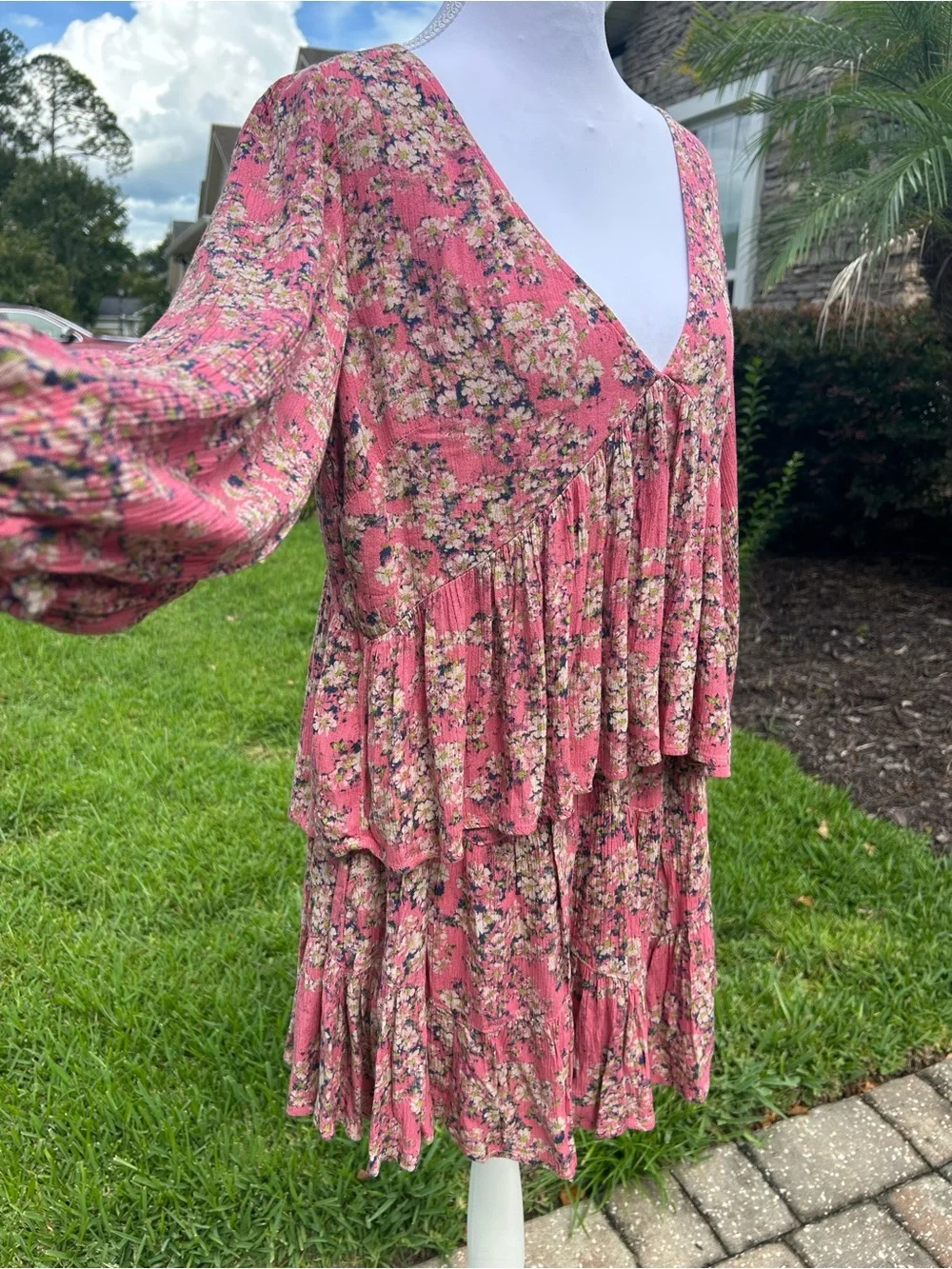 NWT🌷Free People Calla Lilly Floral Printed V-neck 3/4 Sleeve Top & Skirt Set